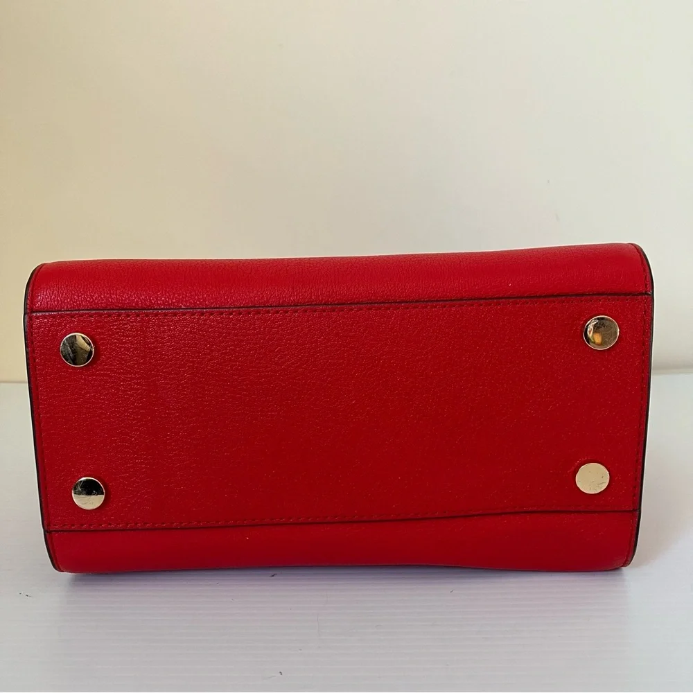 Michael Michael Kors Alessa Medium Pebbled Leather Satchel in Red